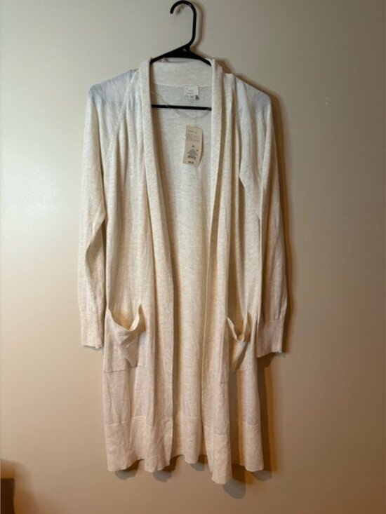 a new day Sweaters - A New Day Oatmeal Long Sleeve Lightweight Duster Cardigan with Pockets